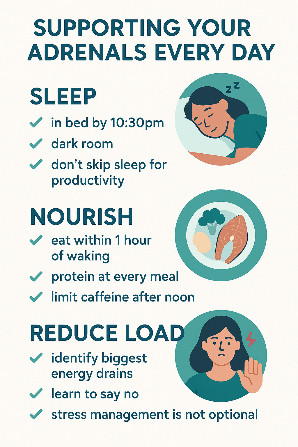 Adrenal Fatigue self-care routine infographic