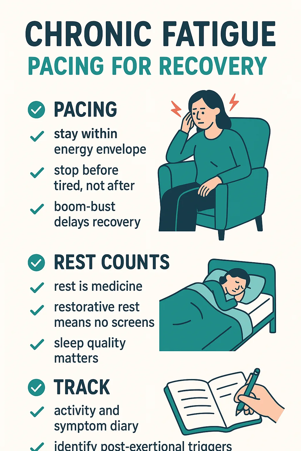 Chronic Fatigue self-care routine infographic