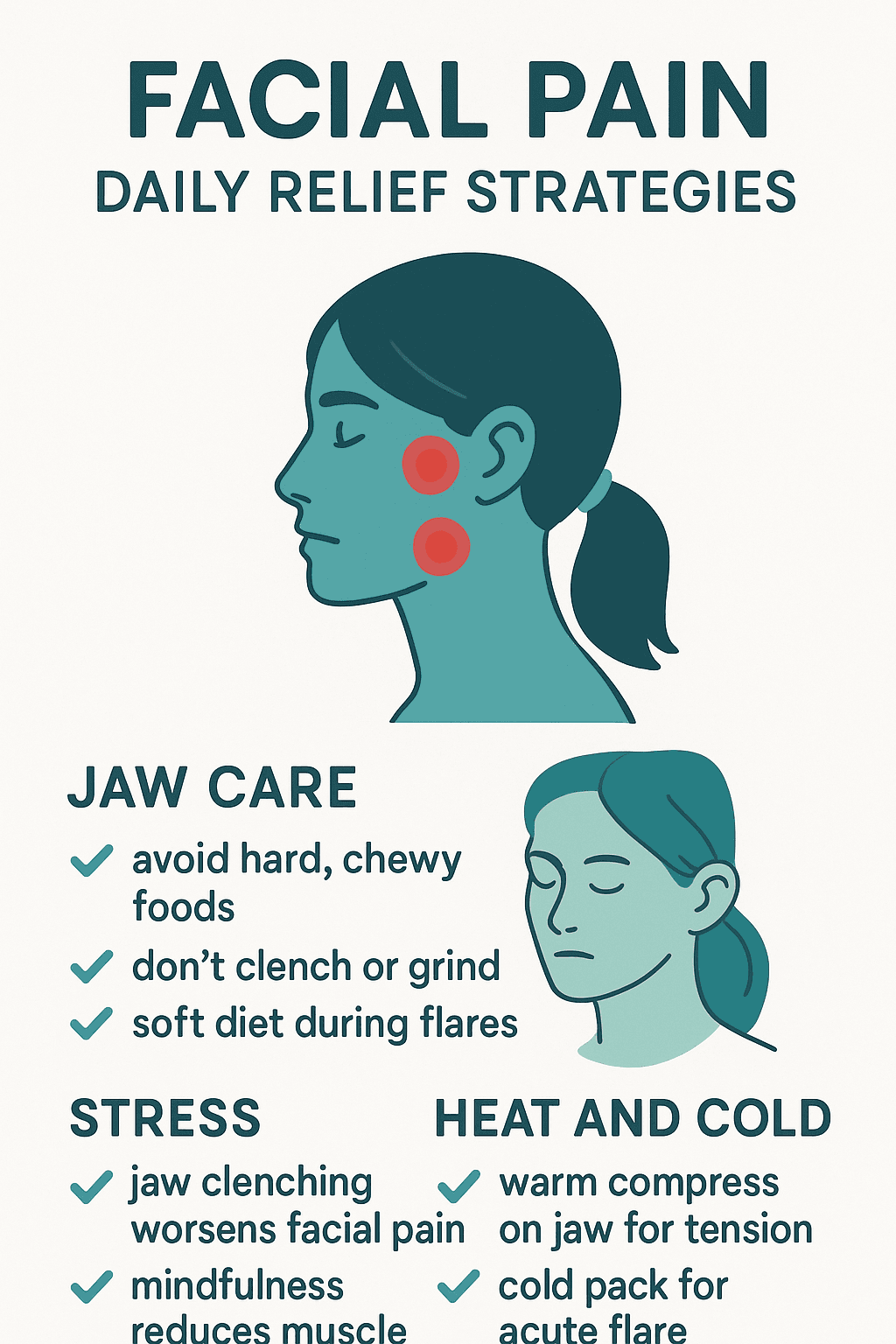 Facial Pain self-care routine infographic