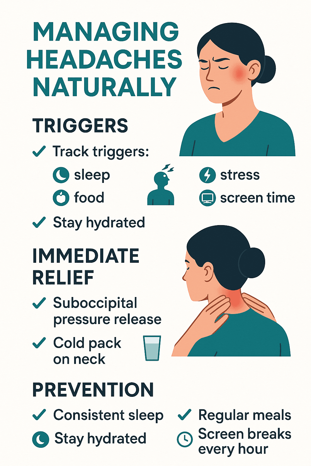 Headaches self-care routine infographic