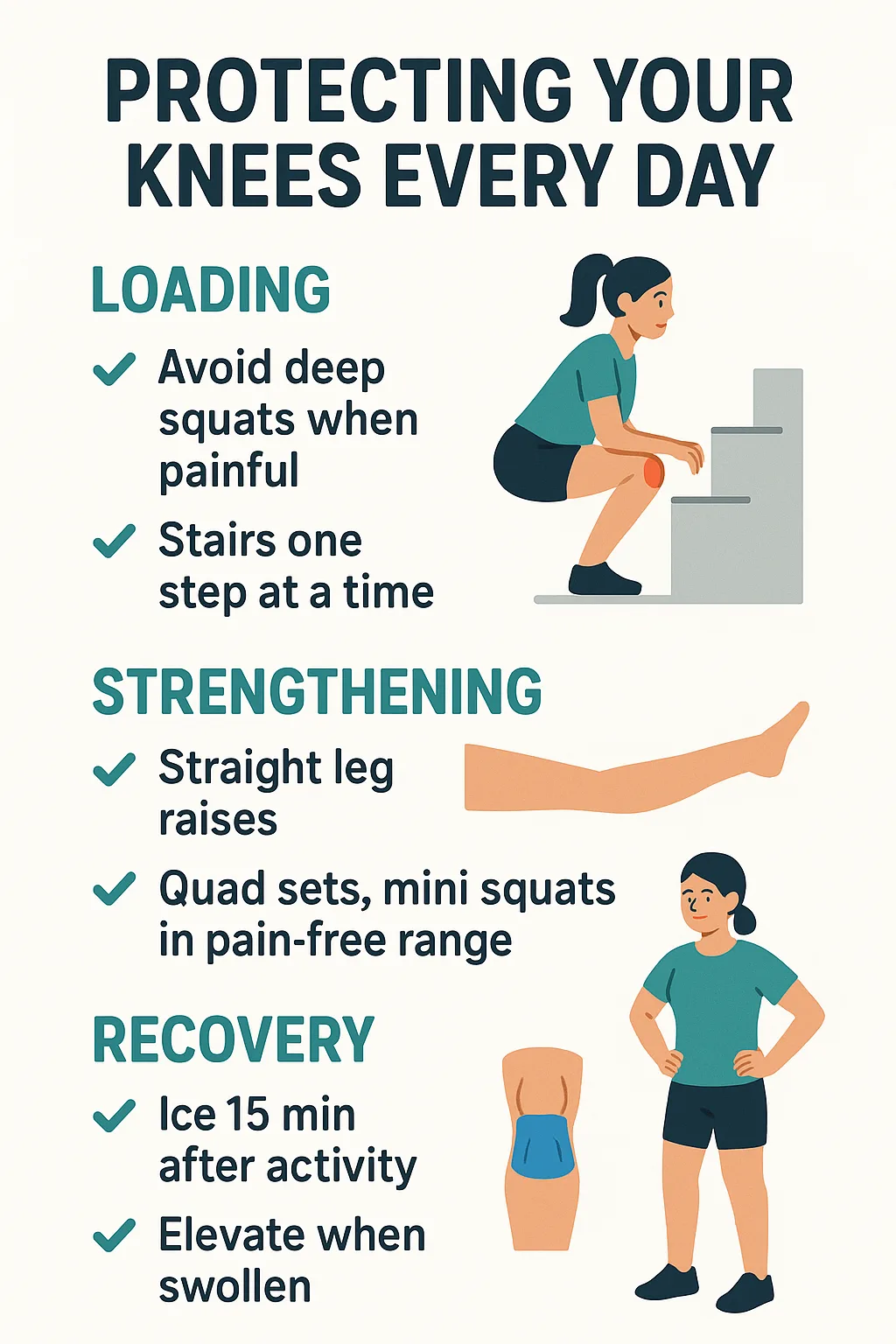 Knee Pain self-care routine infographic