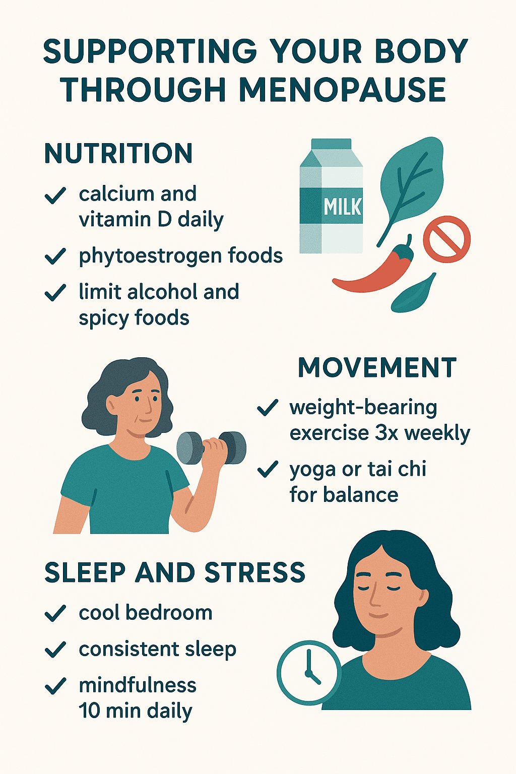 Menopause self-care routine infographic