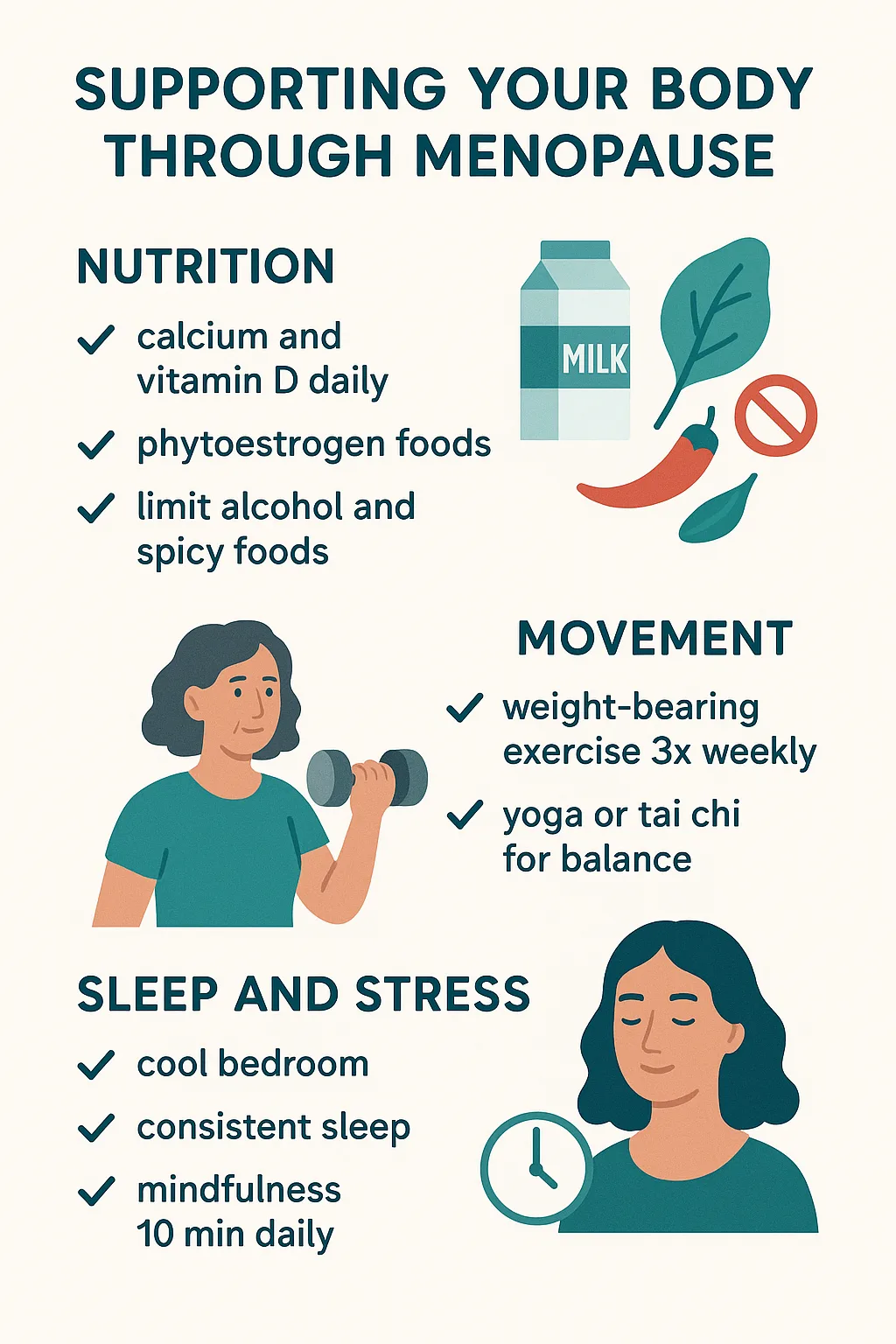 Menopause self-care routine infographic