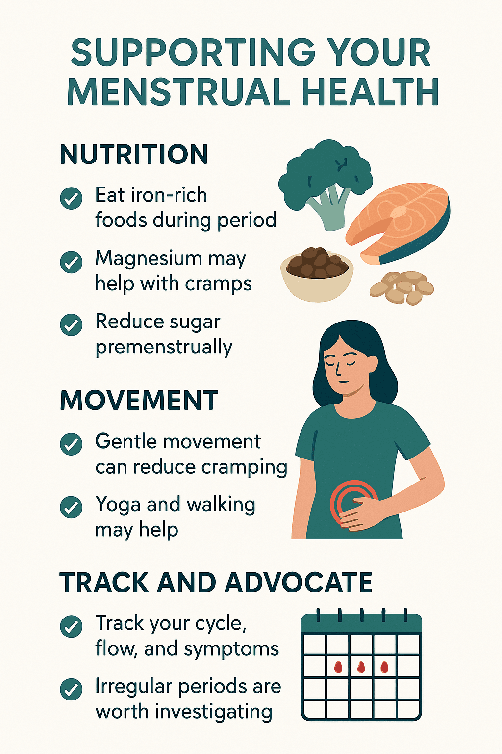Menstrual Disorders self-care routine infographic