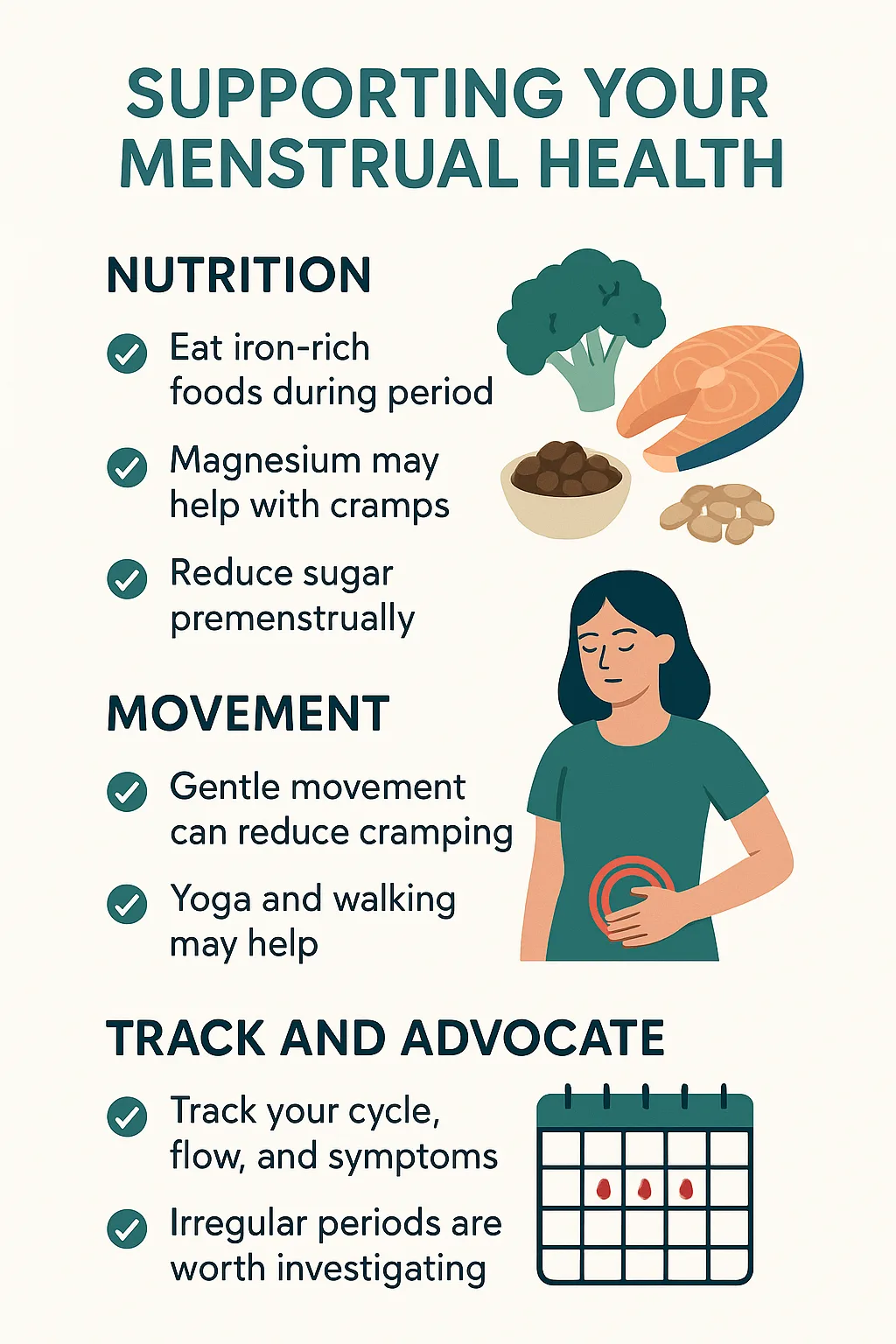 Menstrual Disorders self-care routine infographic