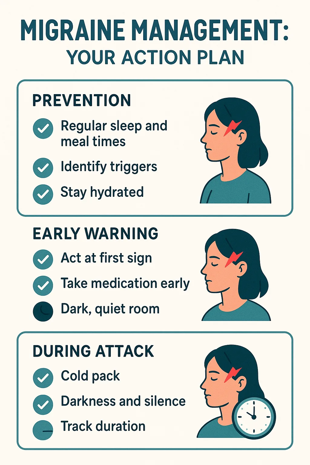 Migraines self-care routine infographic