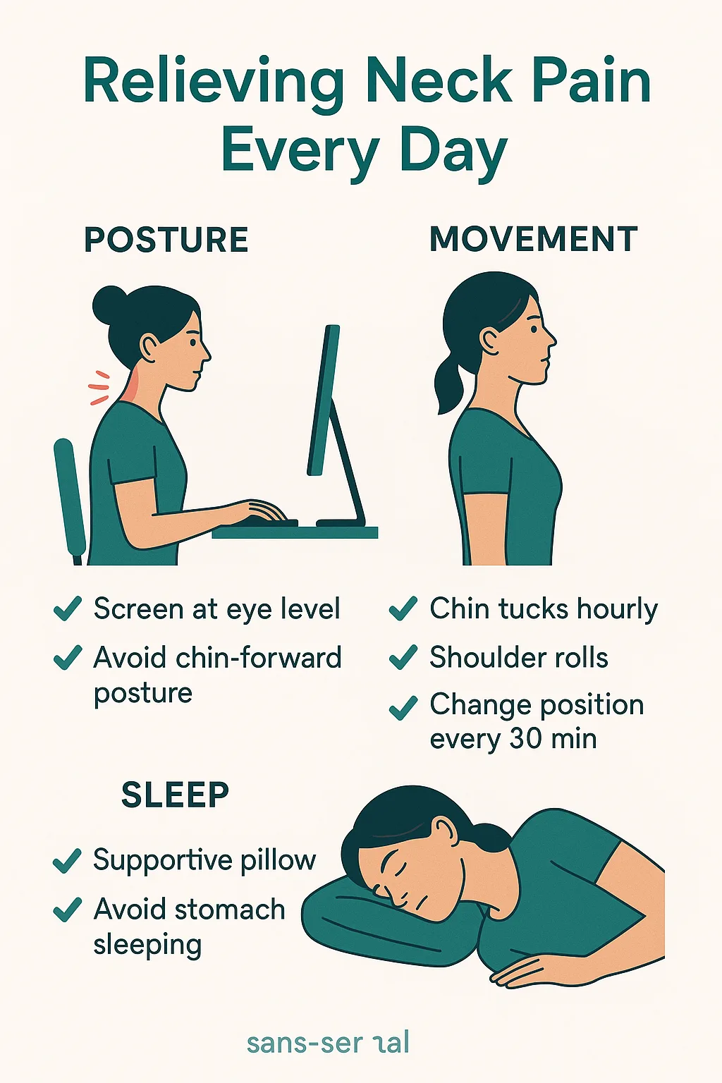Neck Pain self-care routine infographic