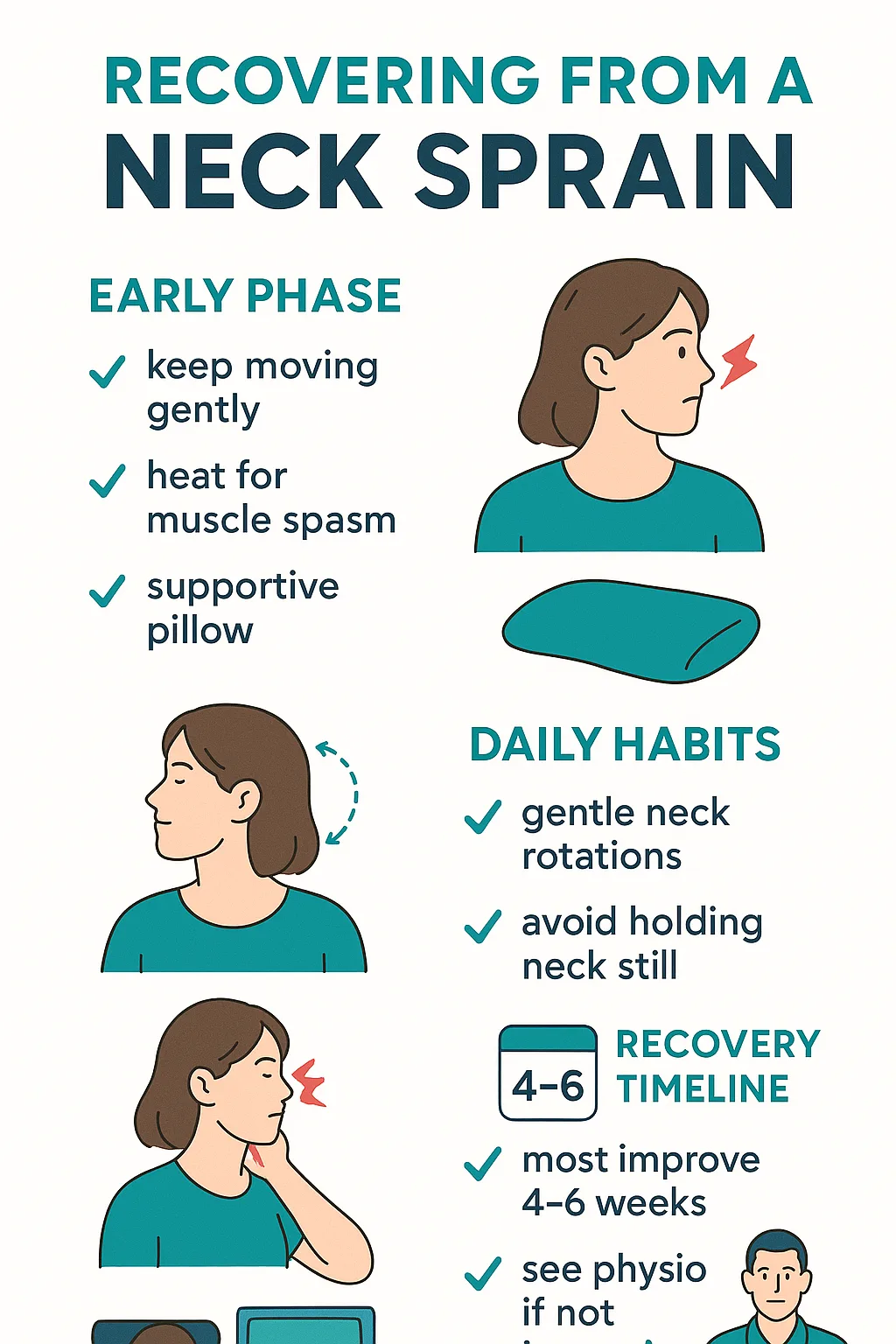 Neck Sprain self-care routine infographic