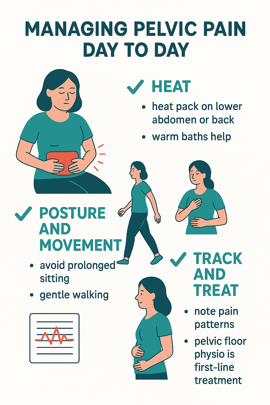 Pelvic Pain self-care routine infographic