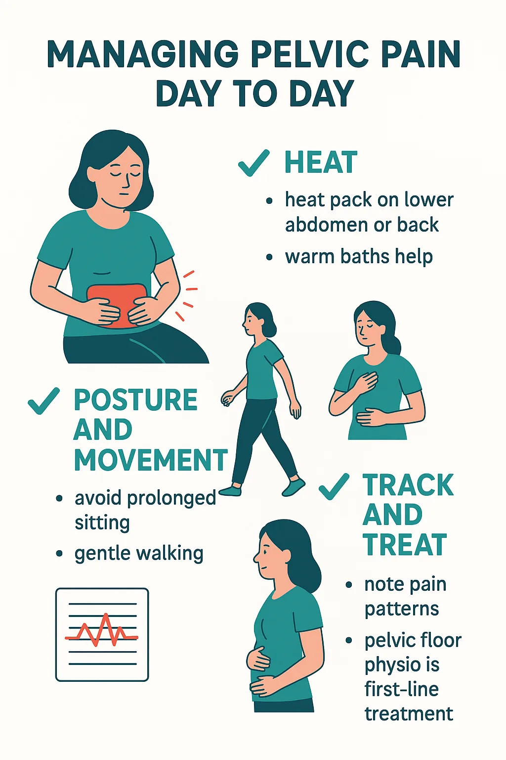 Pelvic Pain self-care routine infographic