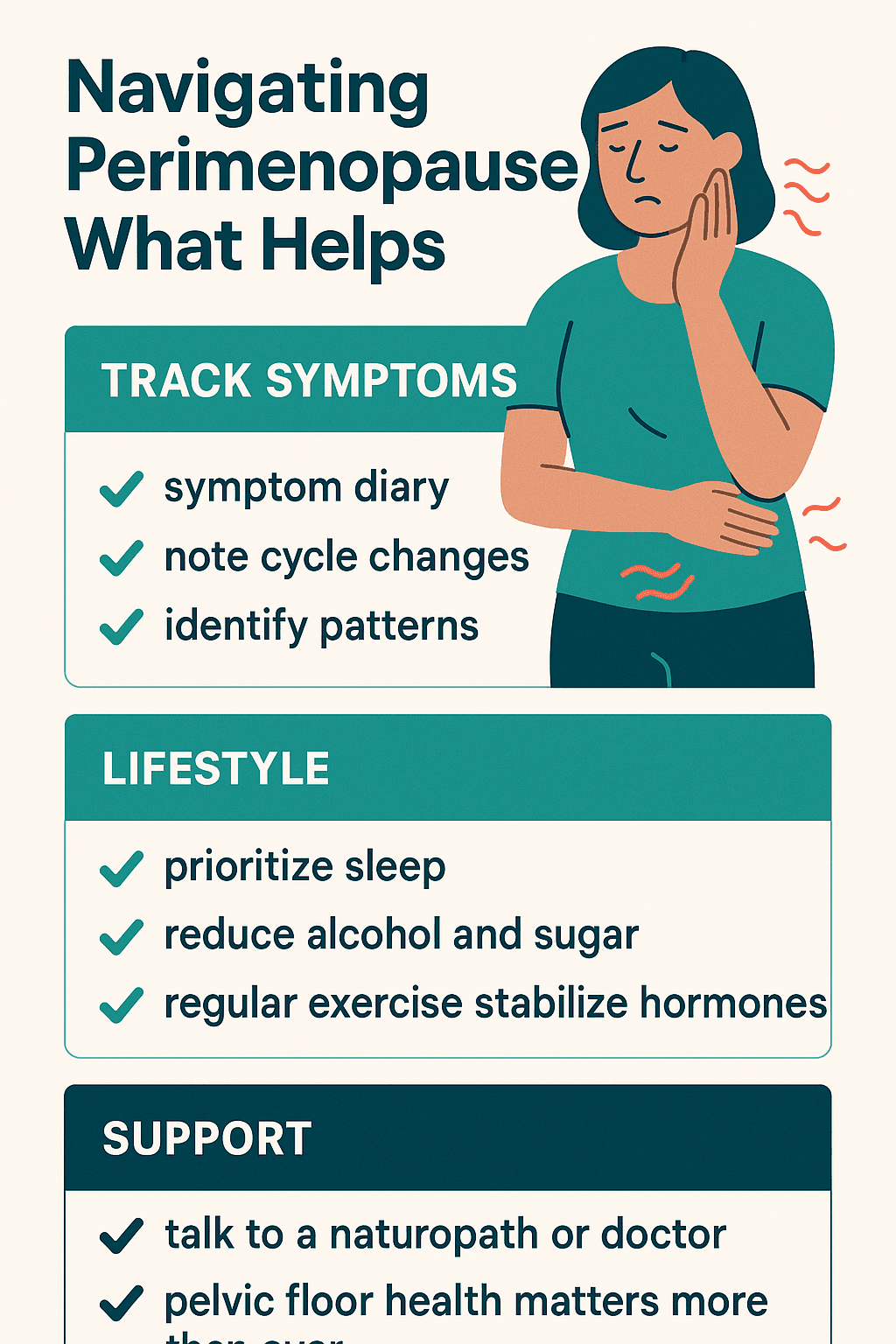 Perimenopause self-care routine infographic