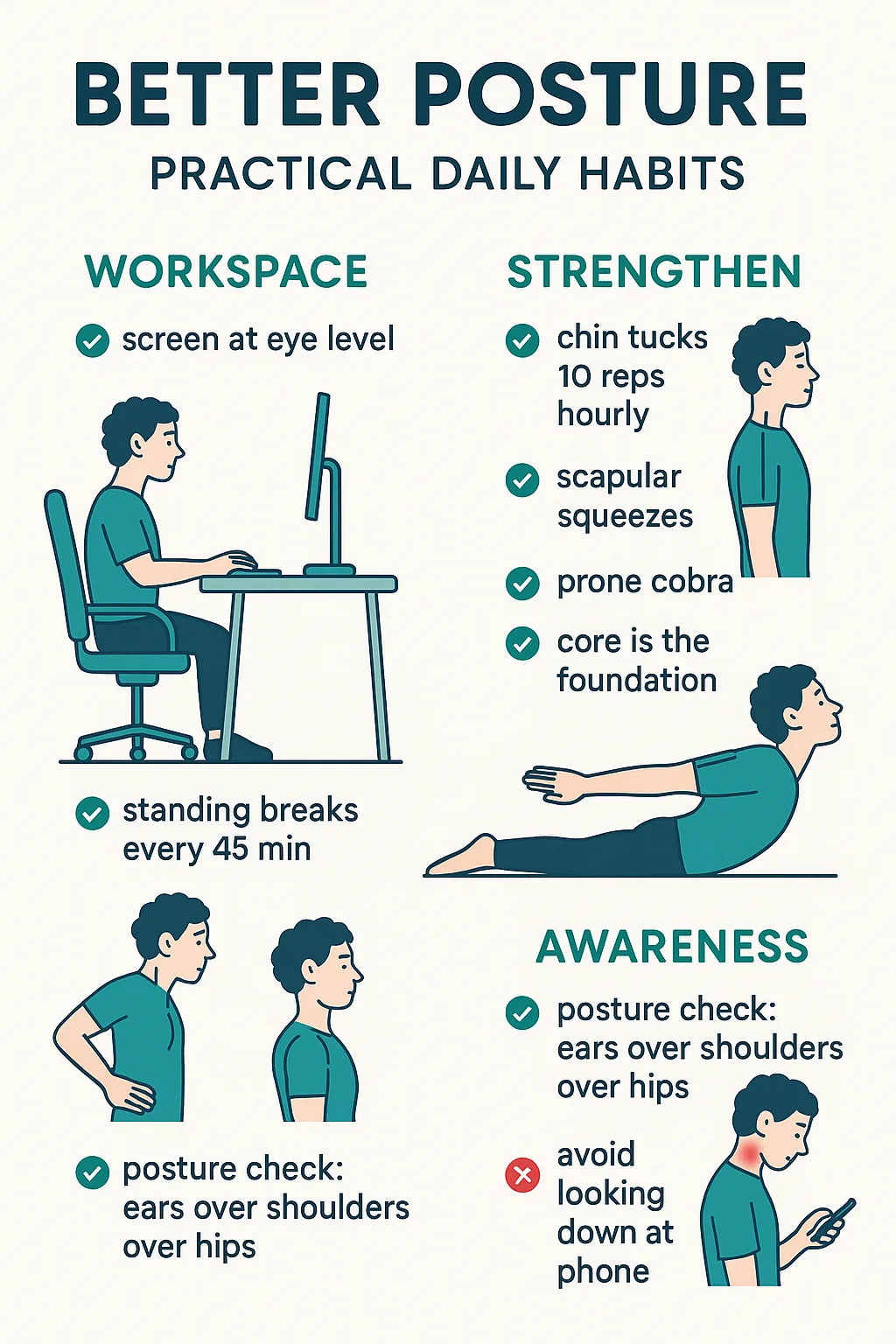 Poor Posture self-care routine infographic