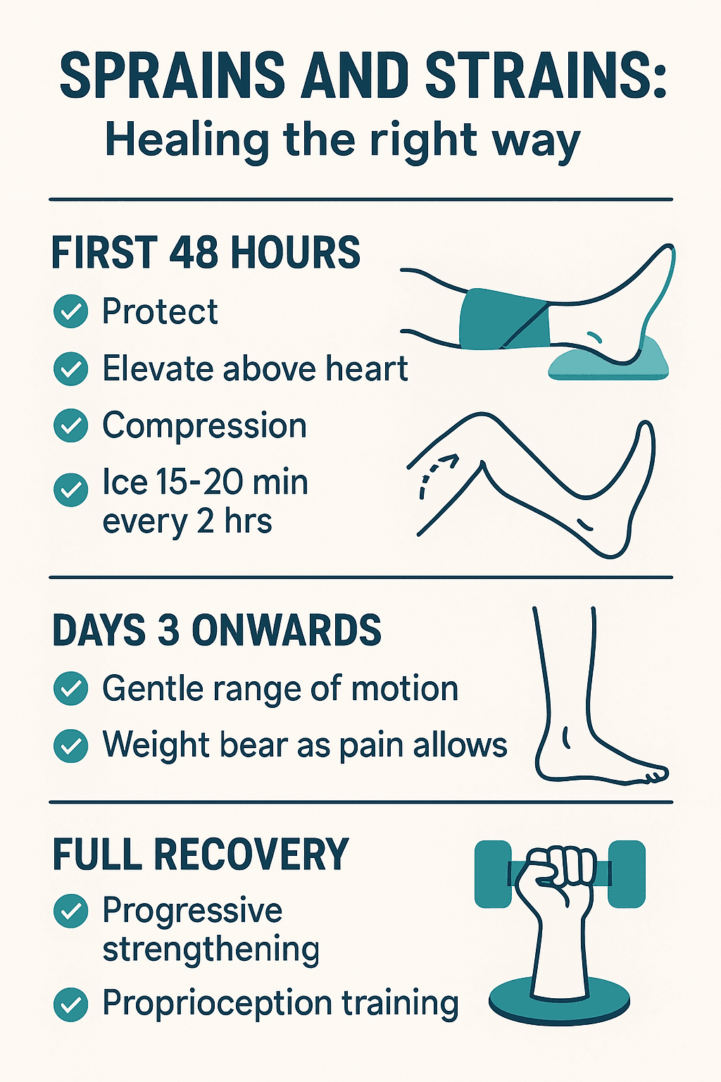 Sprains And Strains self-care routine infographic