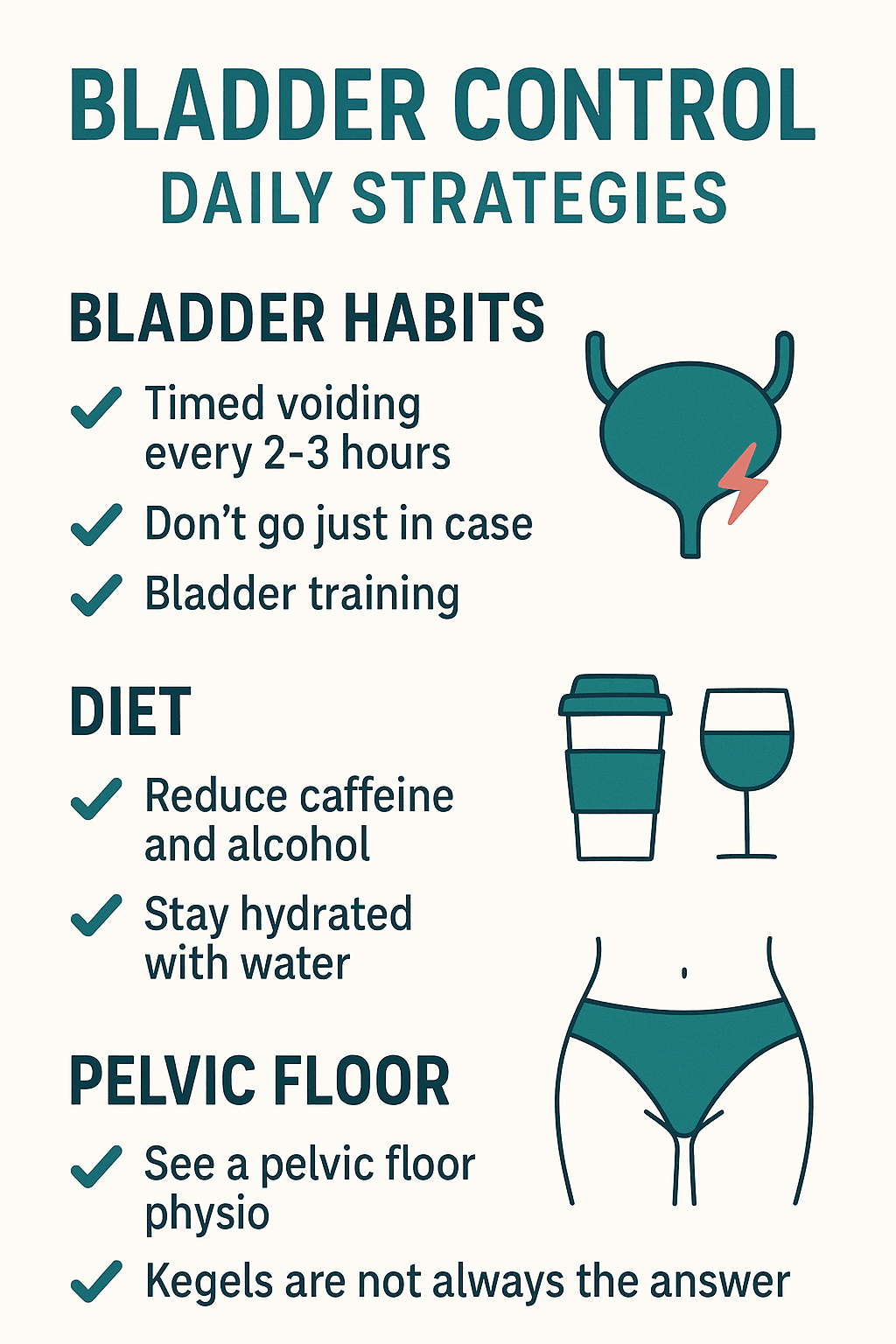 Urinary Incontinence self-care routine infographic