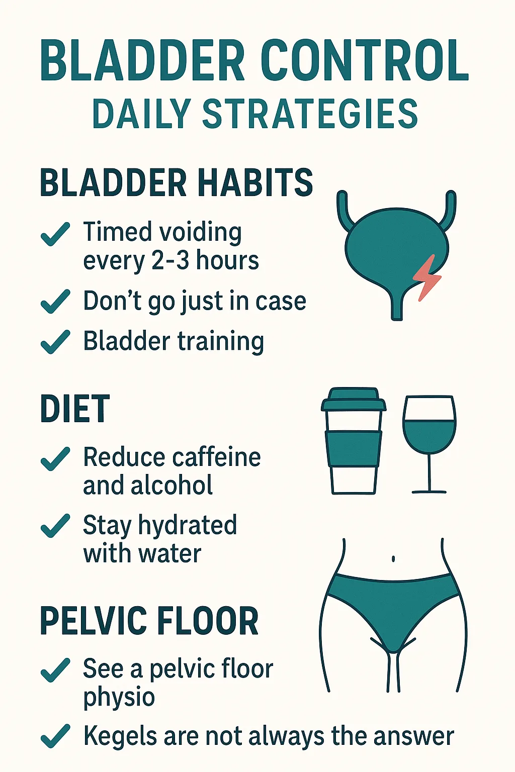 Urinary Incontinence self-care routine infographic